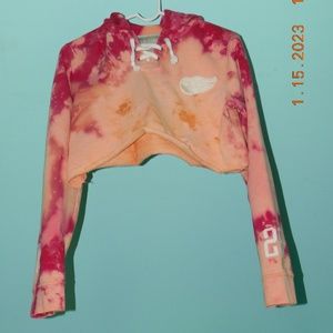 Vintage Detroit red wings hockey hoodie bleach tie dye distressed old school